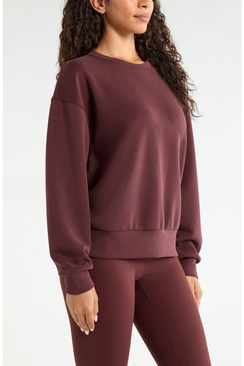 Soft Luxe Boxy Crew Sweatshirt, Alternate, color, BROWN RISTRETTO
