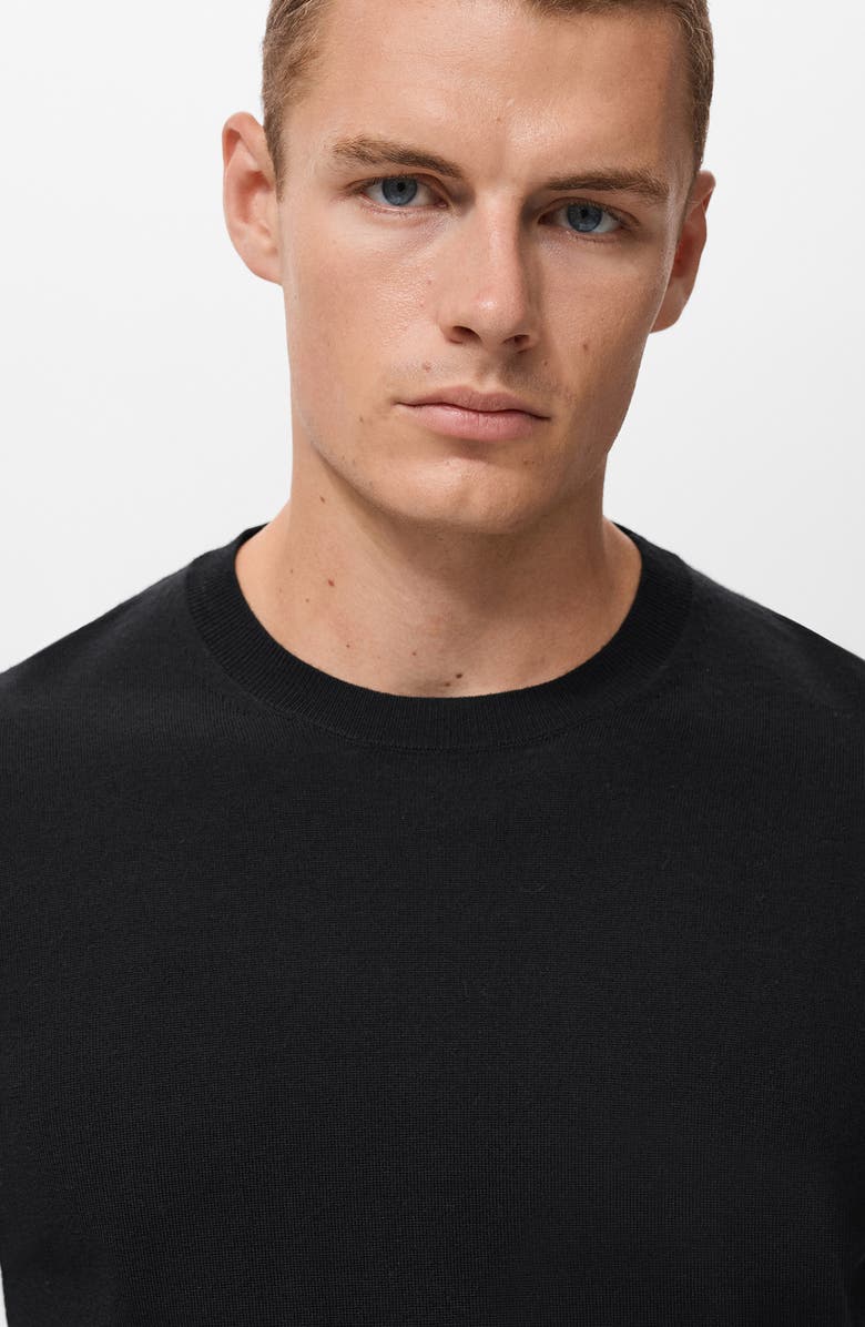 MANGO Crewneck Wool Sweater, Alternate, color, Black