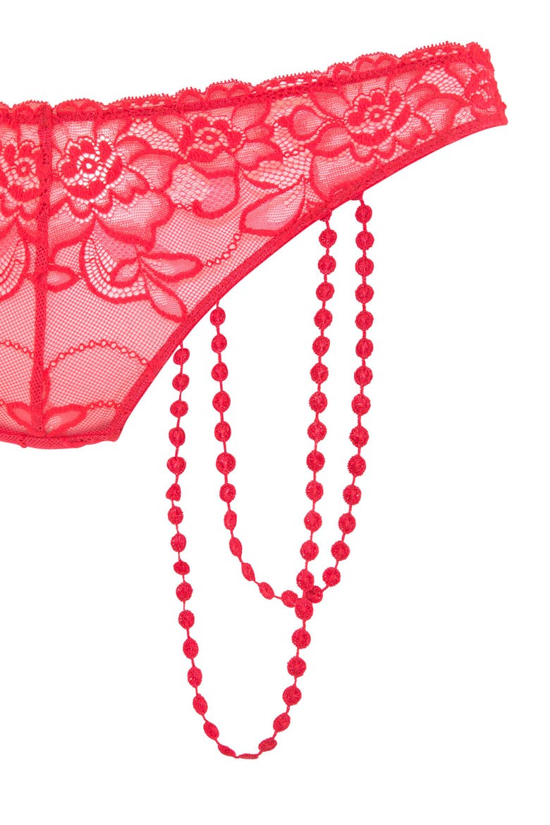 Strappy Lace Thong, Alternate, color, Red
