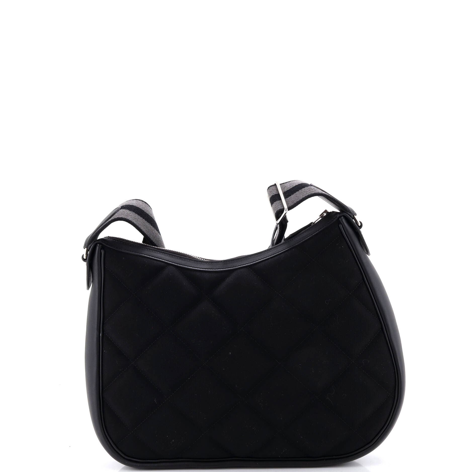 Pre-Owned Hermes Horseback Shoulder Bag Woolycot Canvas and Leather, Alternate, color, Noir