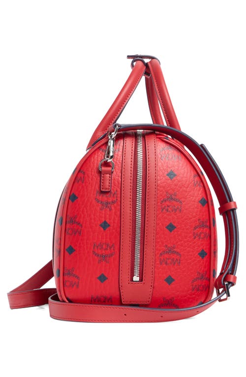 Mcm Aren Visetos Monogram Satchel Bag In Candy Red