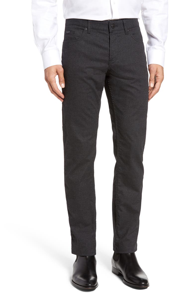 BOSS Delaware Houndstooth Slim 5-Pocket Pants, Main, color, 