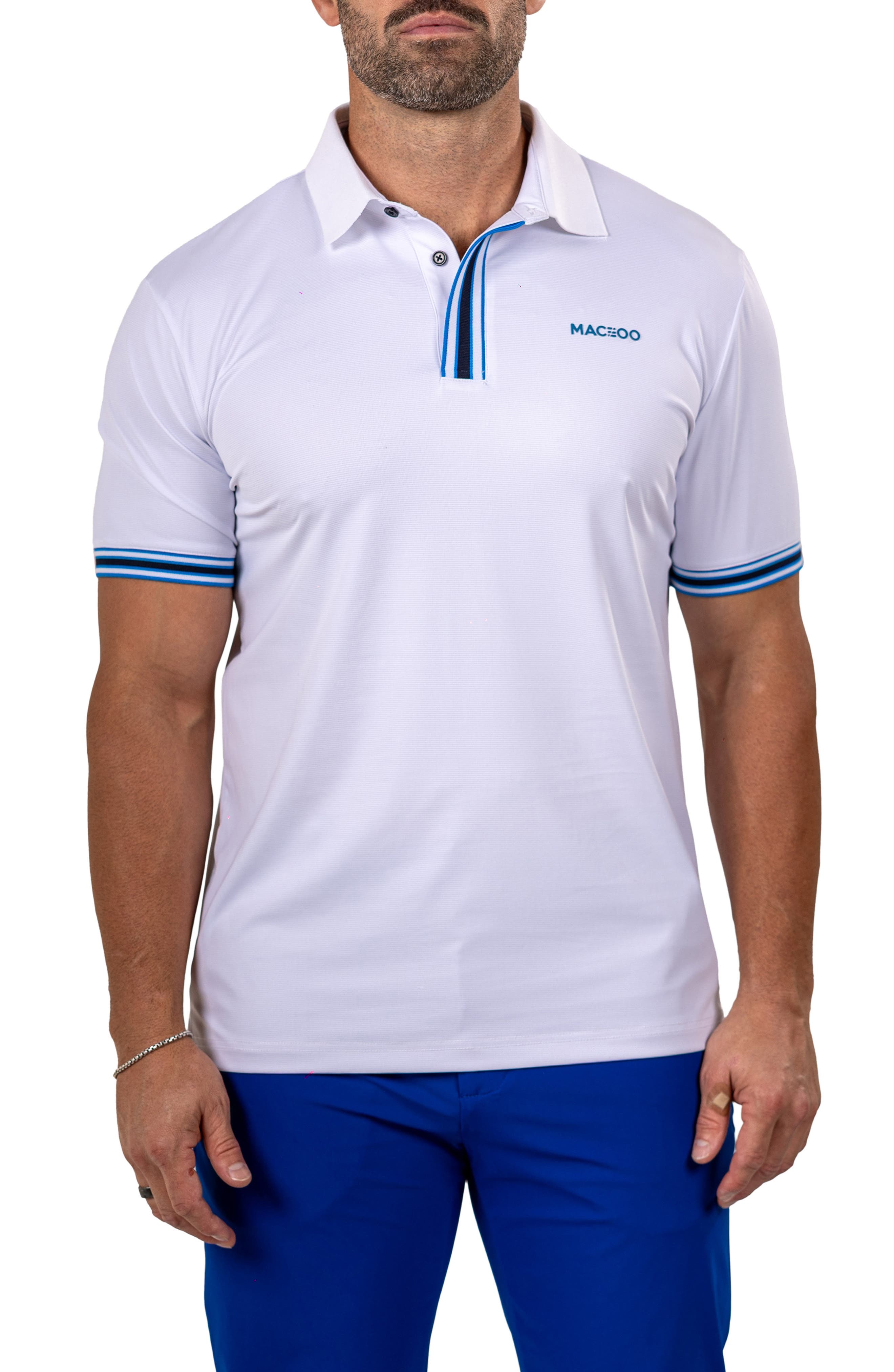 Marthyr0016 White Tipped Golf Polo