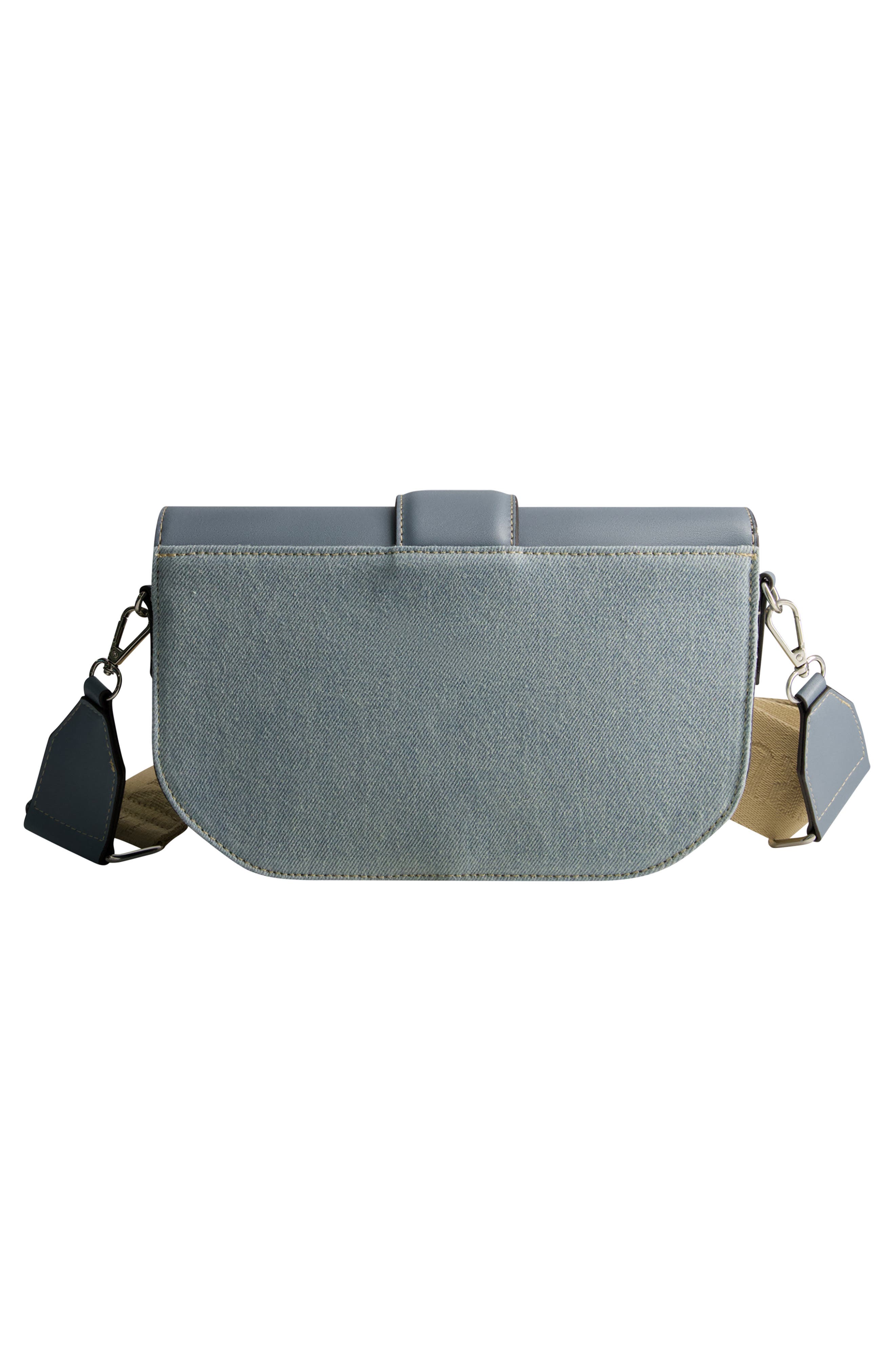 Denim Saddle Bag with Oversized Horseshoe Logo, Alternate, color, BLUE