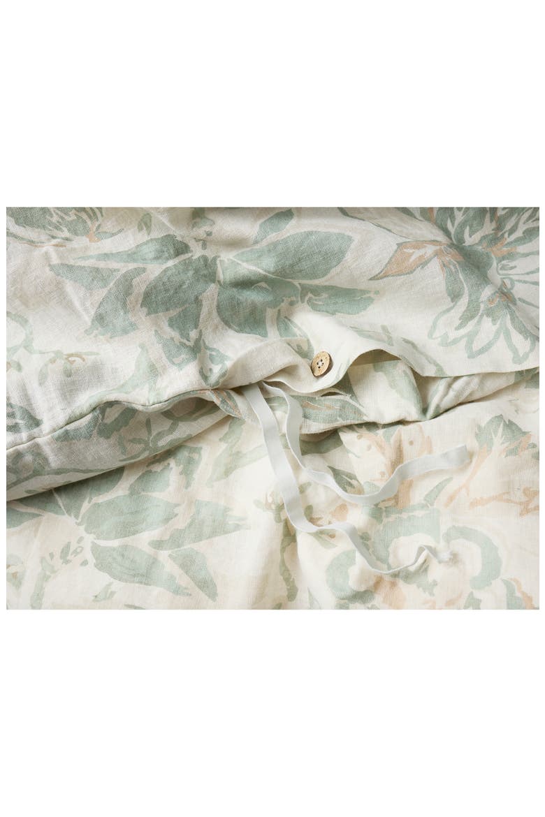 Sea Bloom Linen & Organic Cotton Duvet Cover, Alternate, color, NATURAL W/ SAGE