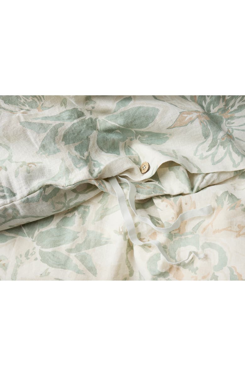 Coyuchi Sea Bloom Linen & Organic Cotton Duvet Cover, Alternate, color, Natural W/ Sage