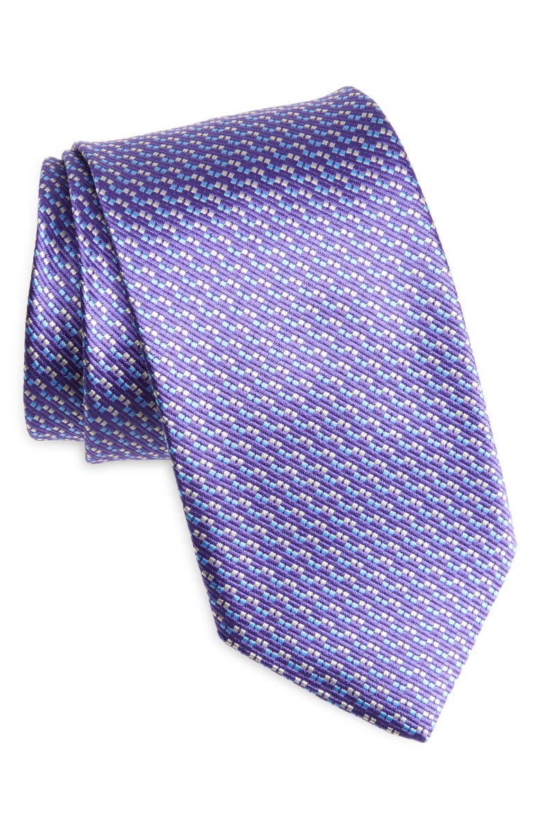 David Donahue Neat Silk Tie, Main, color, Purple