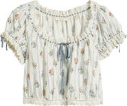 DÔEN Nera Eyelet Ruffle Organic Cotton Crop Top