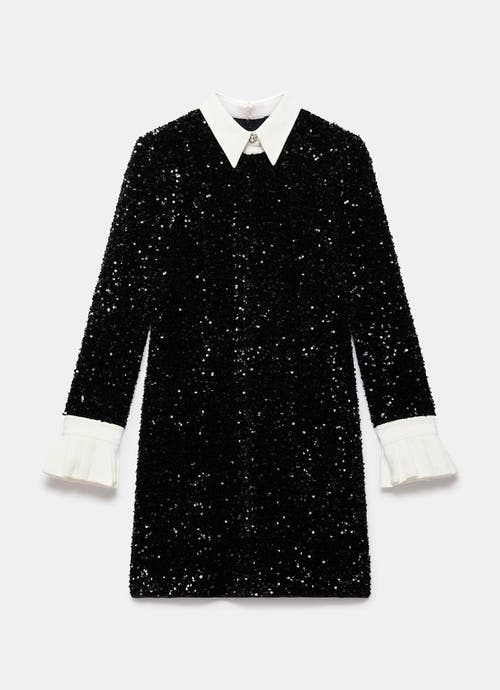 Mint Velvet Sequin Mini Shirt Dress In Black