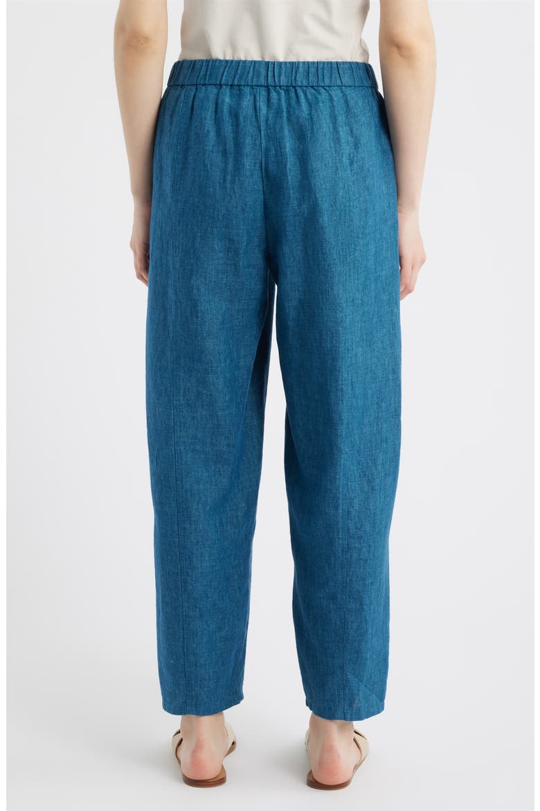 Pleated Organic Linen Lantern Ankle Pants, Alternate, color, RIVER