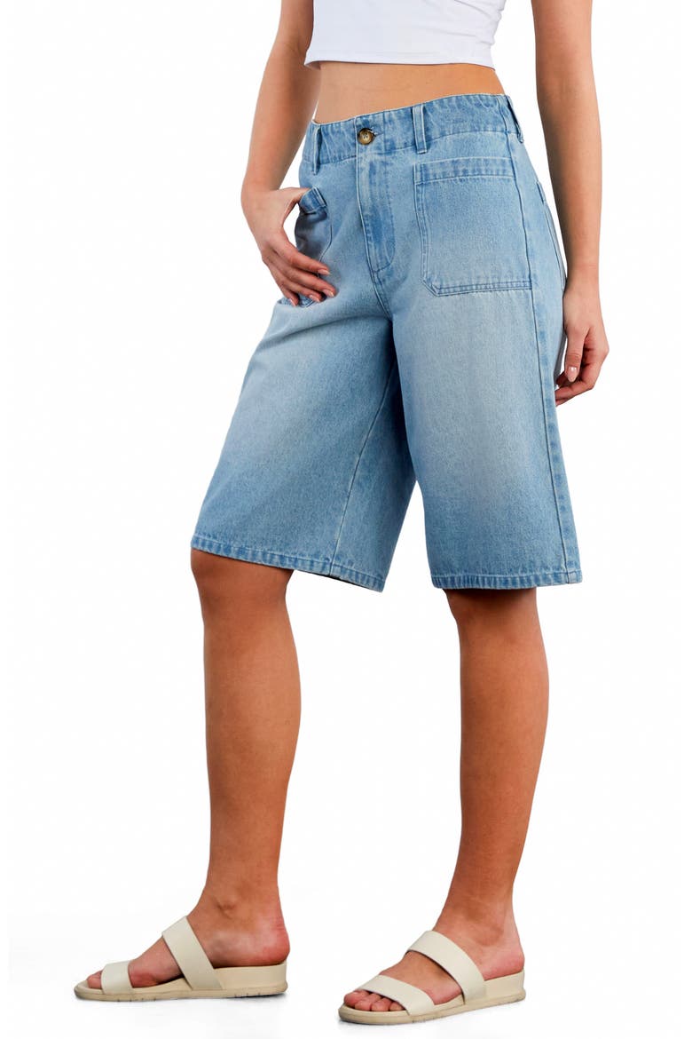 Effortless Denim Shorts, Alternate, color, WASHED BLUE