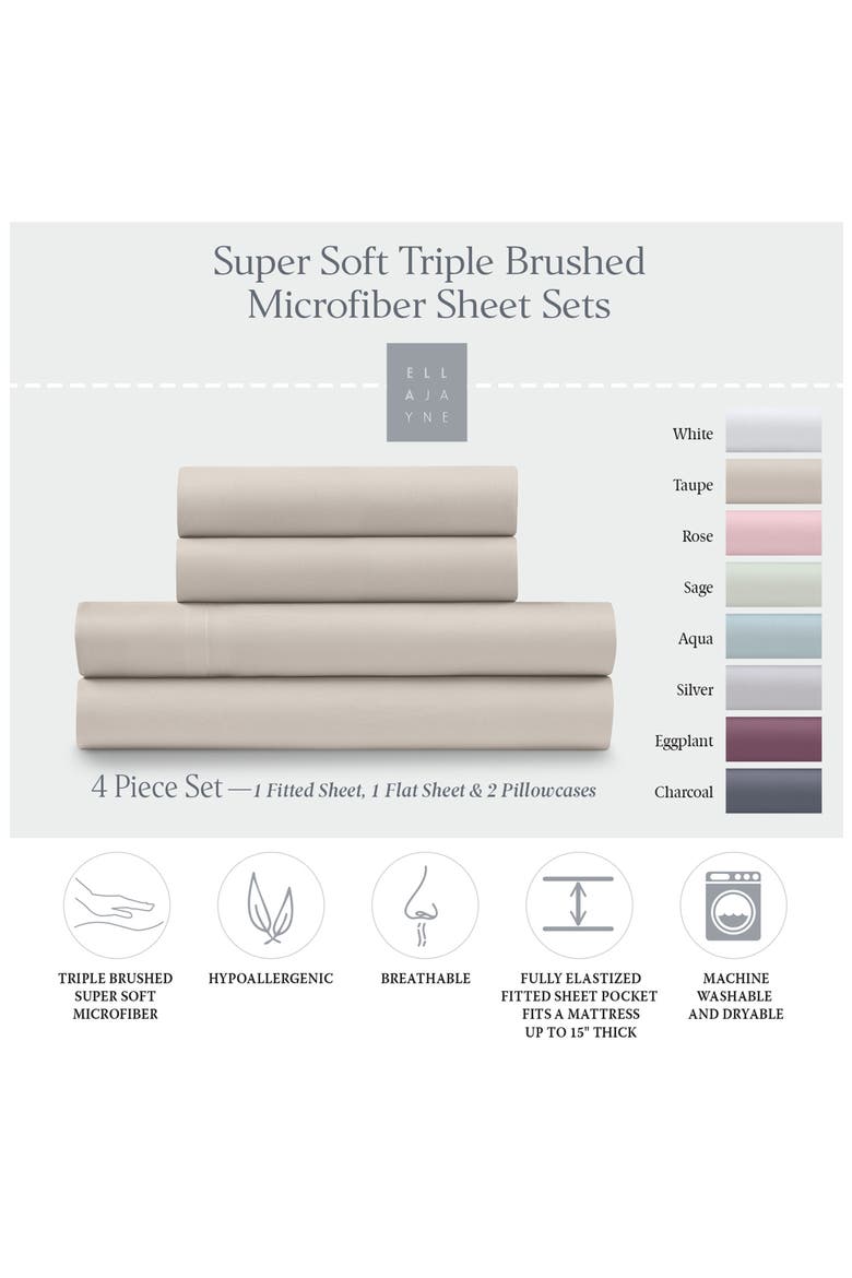 Ella Jayne 300 Thread Count Cotton 4-Piece Sheet Set, Alternate, color, SAND