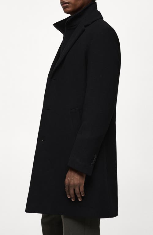 Mango Wool Blend Coat With Removable Bib In Black