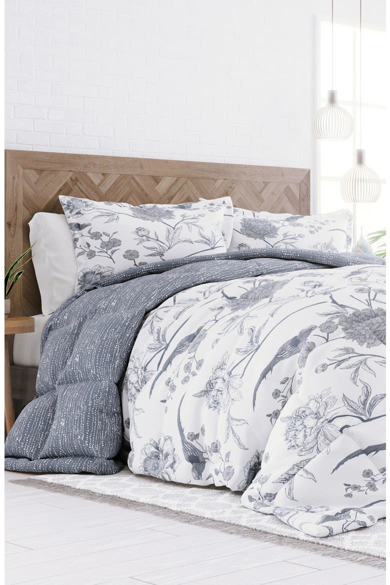 HOME SPUN Premium Down Alternative Molly Botanicals Reversible Comforter Set, Alternate, color, LIGHT BLUE