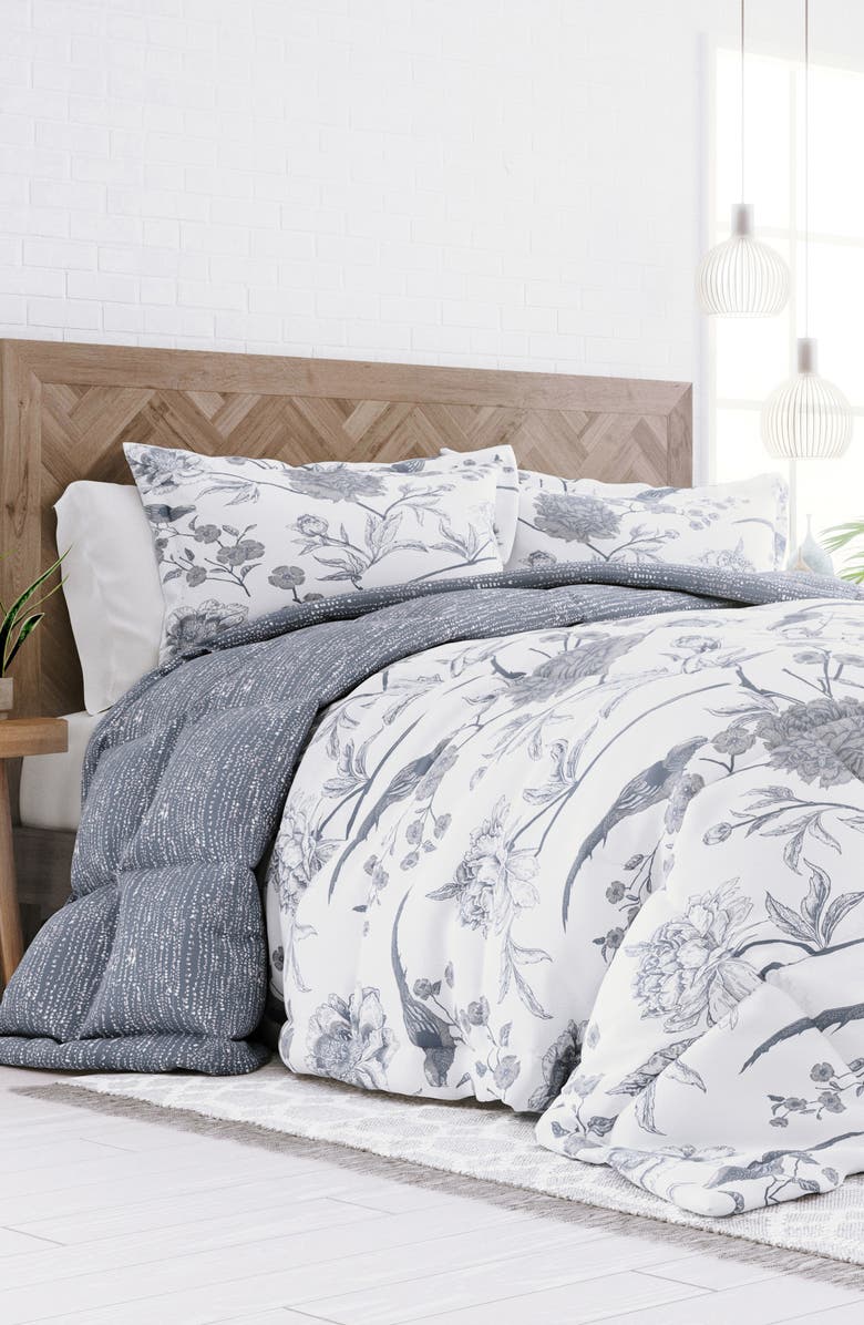 HOMESPUN HOME SPUN Premium Down Alternative Molly Botanicals Reversible Comforter Set, Alternate, color, Light Blue