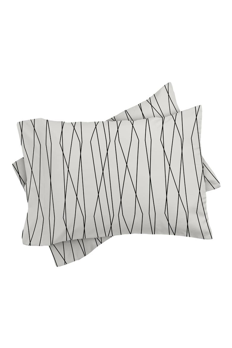 Heather Dutton Linear Cross Duvet Cover & Sham Set, Alternate, color, BLACK