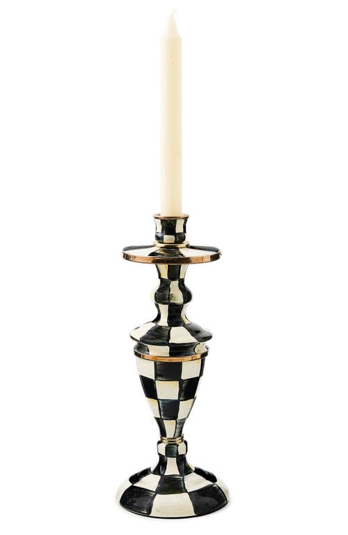 Mackenzie-childs Mackenzie Childs Courtly Check Medium Enameled Steel Candleholder In Neutral