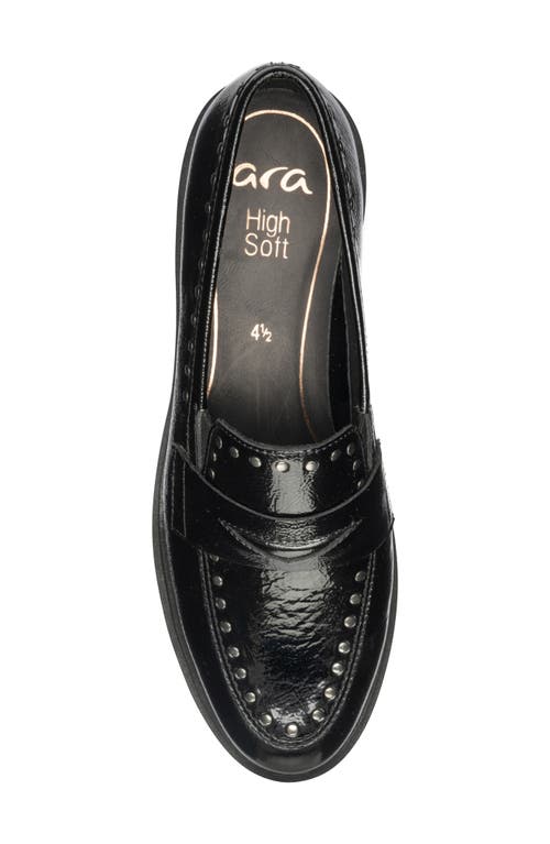 Ara Cardiff Studded Penny Loafer In Black