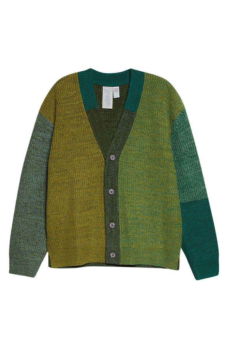 Waste Yarn Project Patti Colorblock Mélange Cardigan, Alternate, color, Tonal Green
