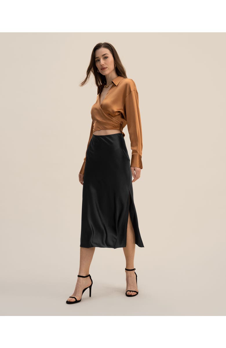 Lilysilk Pure Silk Blouse Wrapover Cropped Shirt, Alternate, color, 