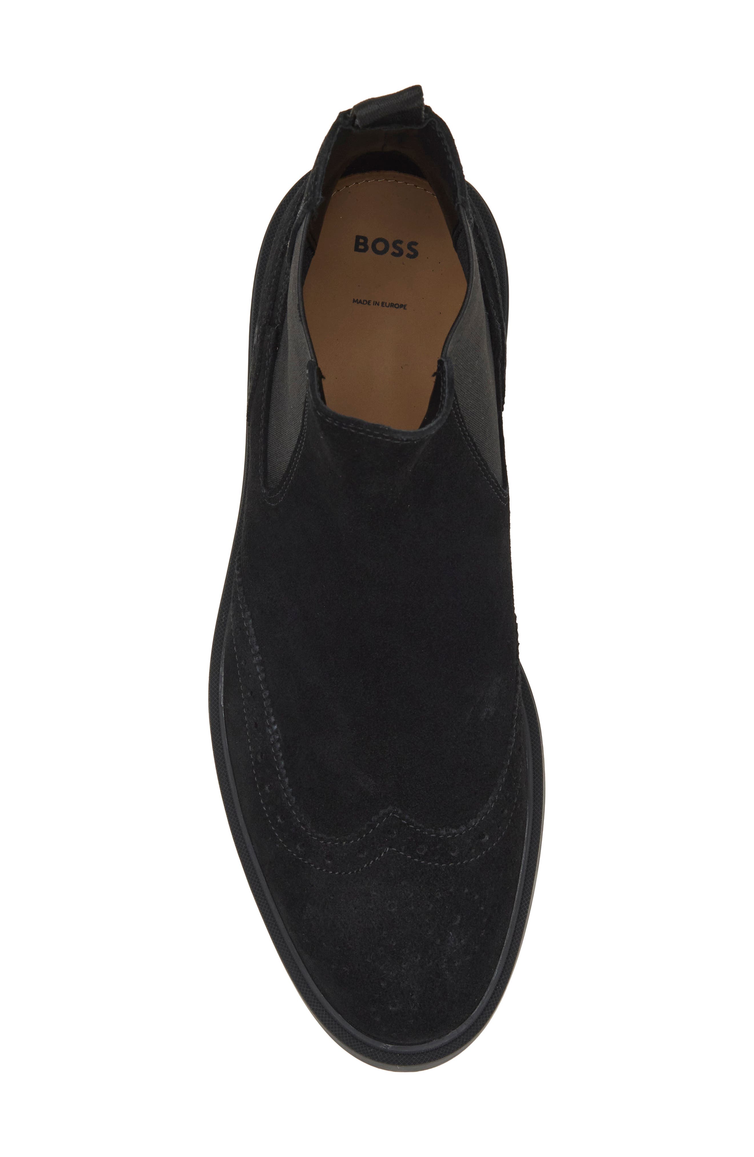 Calev Brogue Chelsea Boot, Alternate, color, BLACK