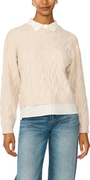 Vince Camuto Cable Twofer Sweater