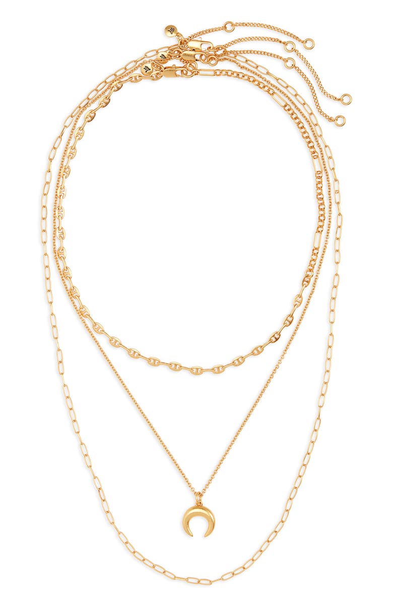 Madewell Mixed Chain Chunky Crescent Moon Necklace Set, Main, color,