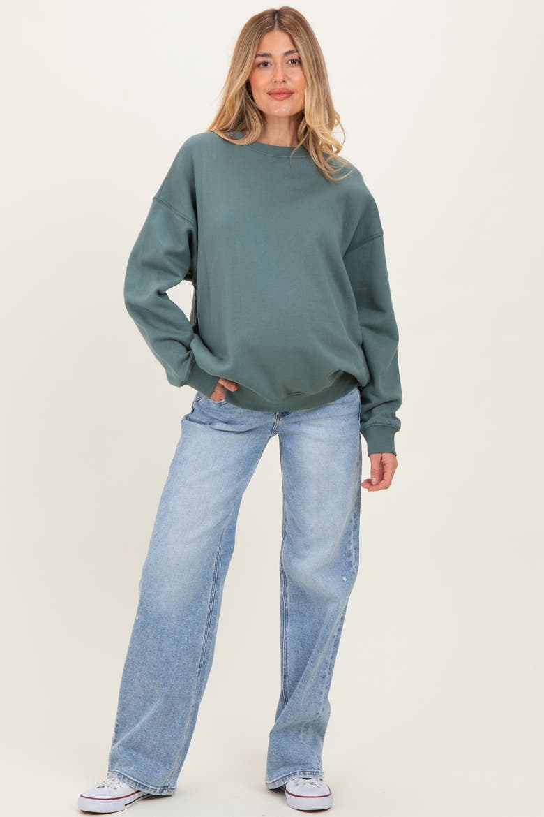 Lightly Distressed Maternity Wide Leg Jeans, Alternate, color, Light Blue