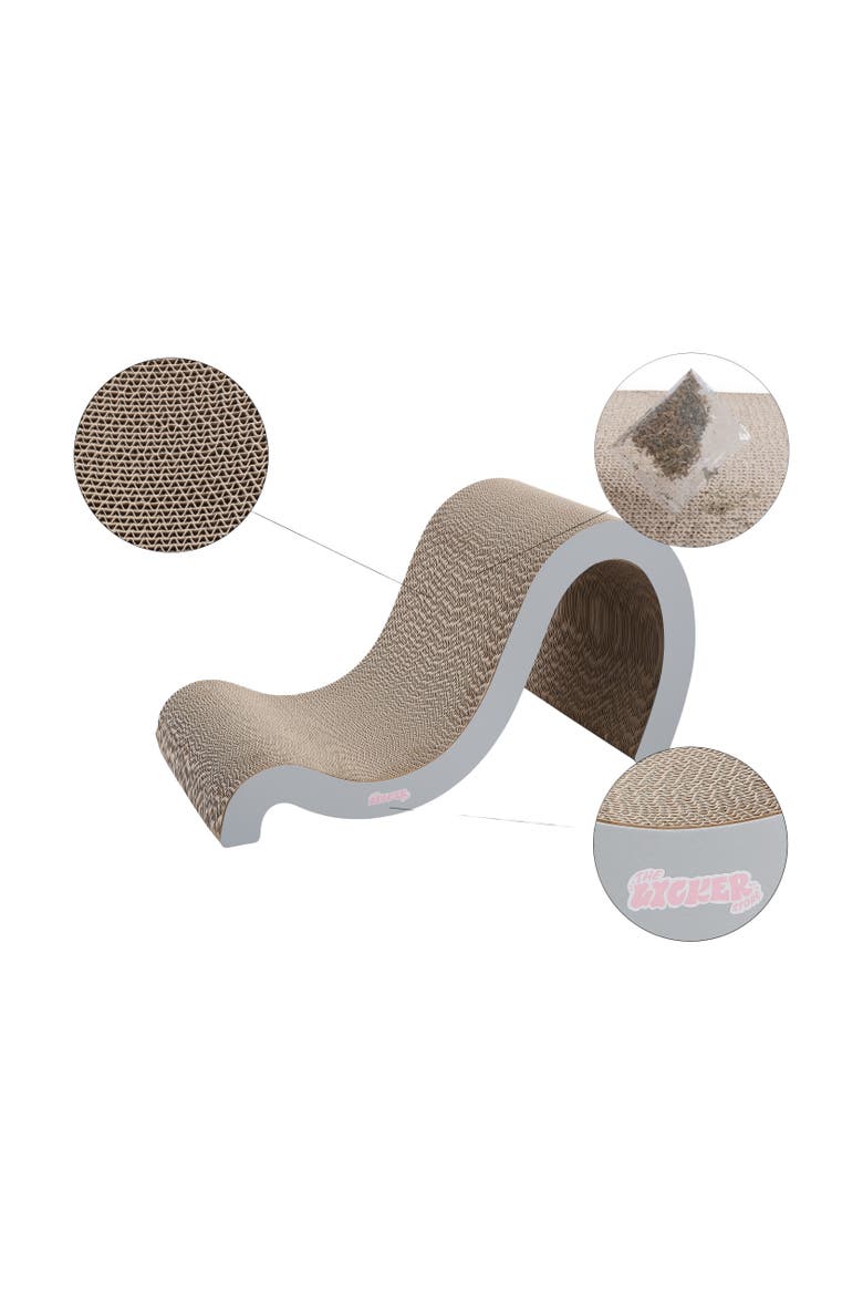 Kona 27" Modern Cardboard Double-Sided Wave Cat Scratcher with Catnip, Alternate, color, Gray