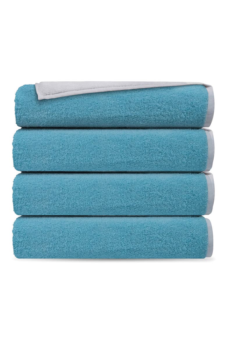 Set of 4 Double Face Turkish Cotton Washcloths, Main, color, WHITE SEAGLASS