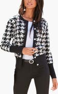 LASCANA Women's Pearl Button Houndstooth Cardigan