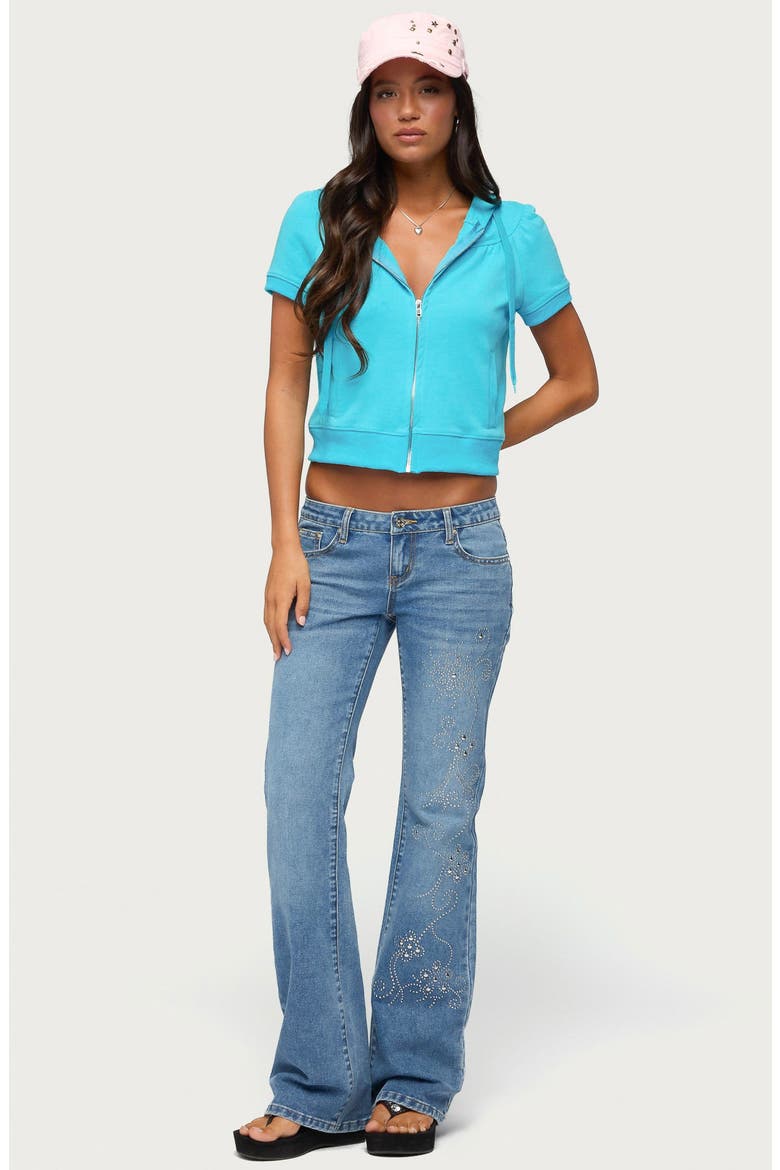 Daisi Short Sleeve Zip Hoodie, Alternate, color, TURQUOISE
