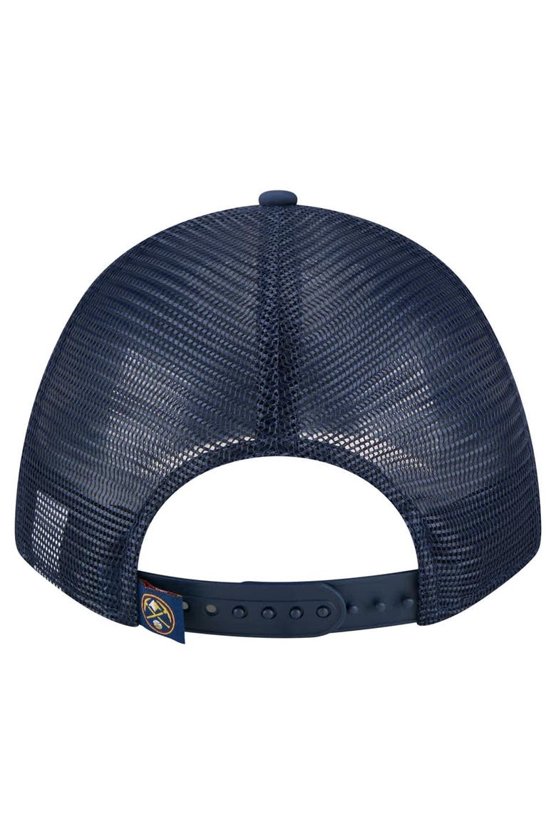 Men's New Era  Navy Denver Nuggets Minimalist A-Frame 9FORTY Trucker Hat, Alternate, color, Navy