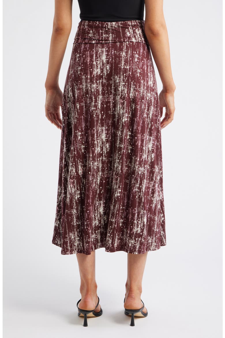 Roll Top Printed Maxi Skirt, Alternate, color, BURGUNDY