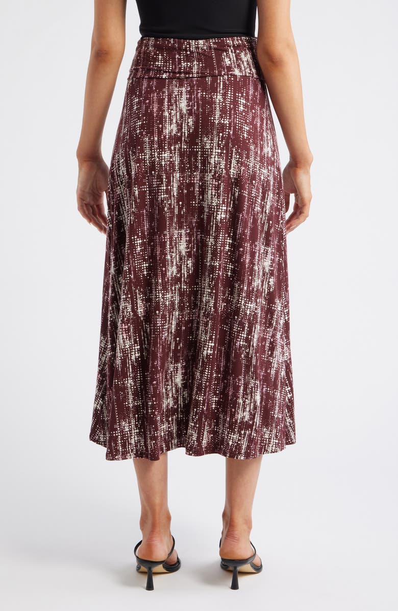 Loveappella Roll Top Printed Maxi Skirt, Alternate, color, Burgundy
