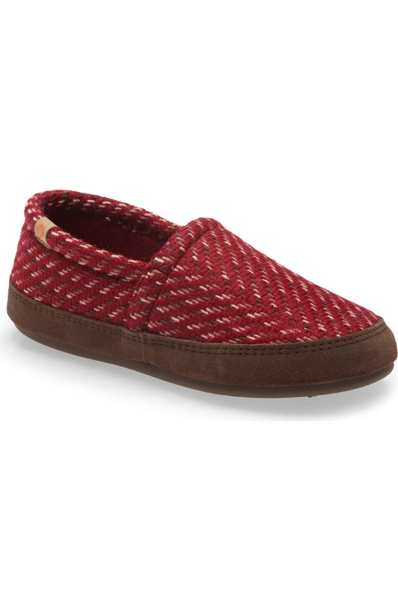 Acorn Moc Slipper, Main, color, Garnet Woven Tweed