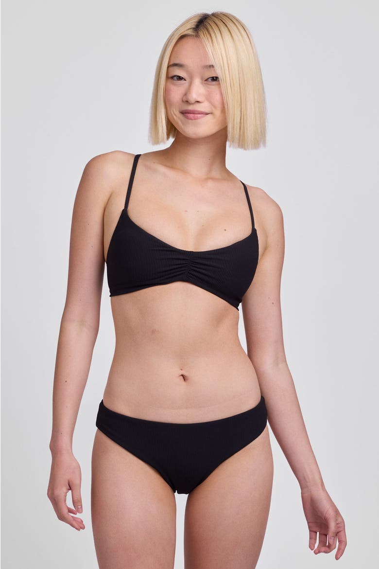 Valle Bikini Bottom, Main, color, Black Ribbed