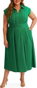 Kensie Pleated Cotton Maxi Dress