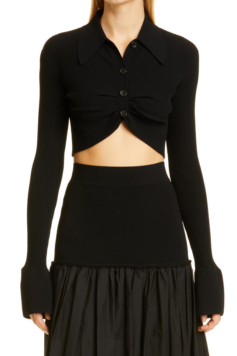 Ashlyn Rib Crop Sweater, Main, color, BLACK