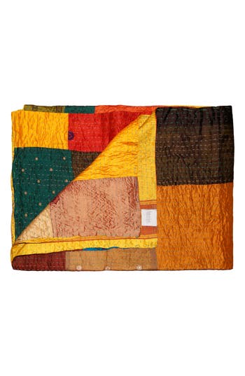 Taj Hotel Kantha Silk Blend Throw Blanket In Multi 05
