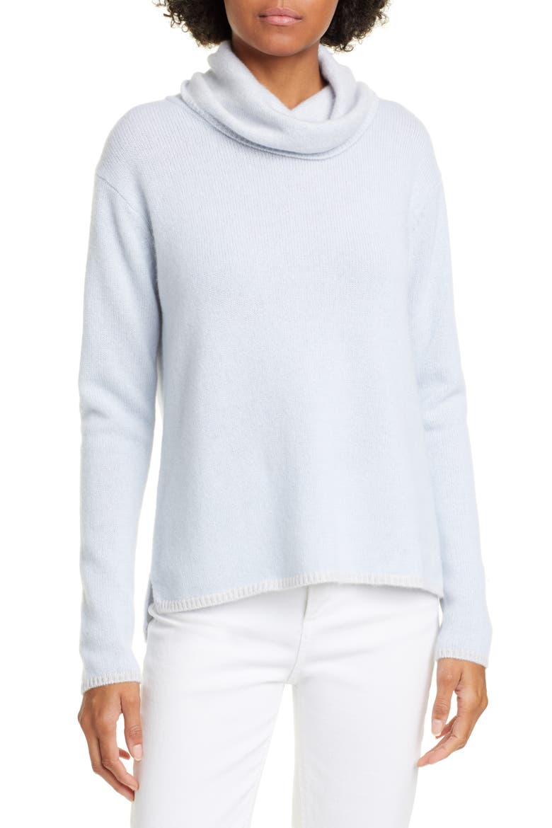 Cowl Neck Cashmere Sweater, Main, color, CELESTE/ GRIGIO