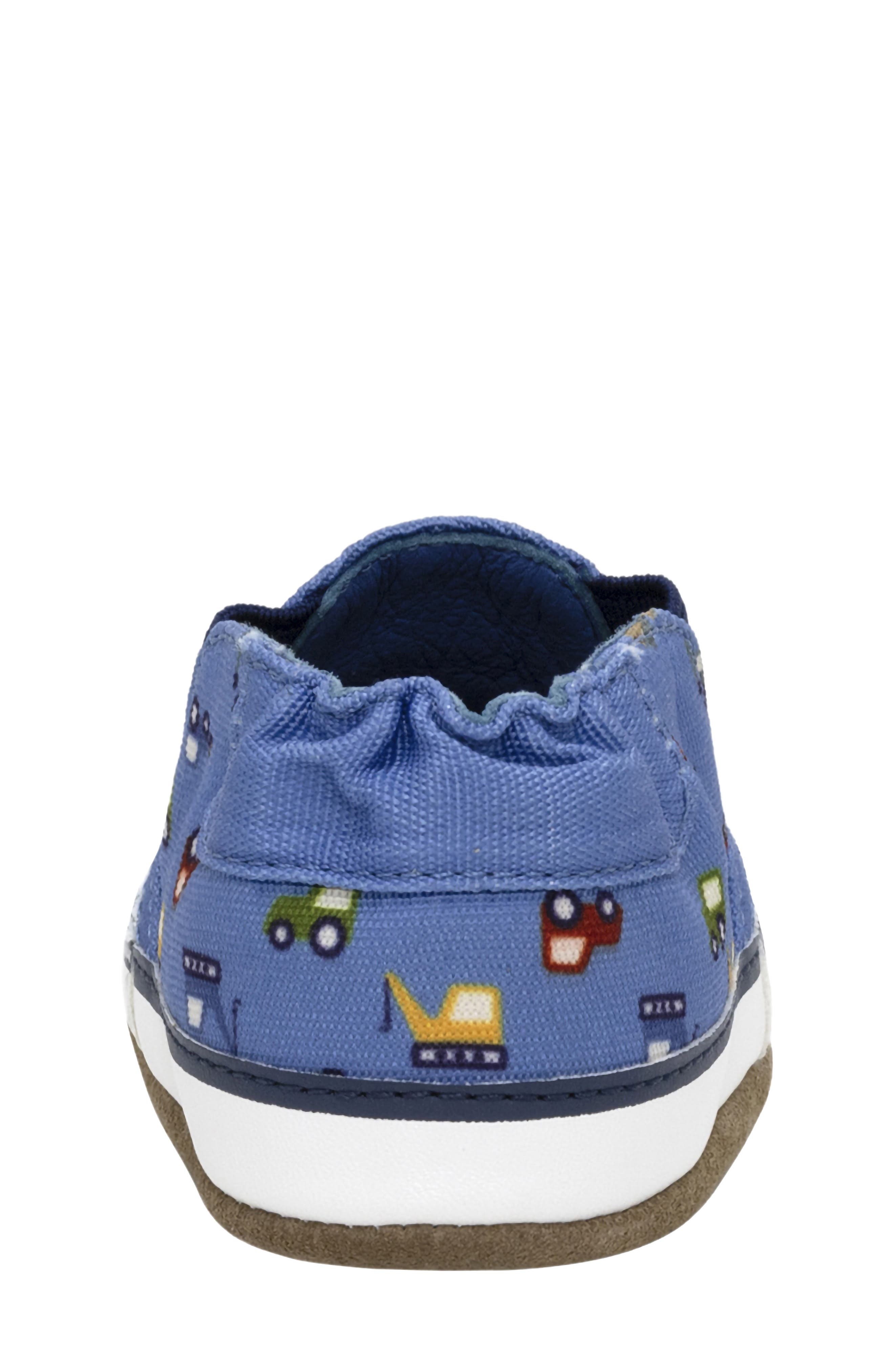 Robeez<sup>®</sup> I Love Trucks Slip-On Crib Shoe, Alternate, color, Medium Blue