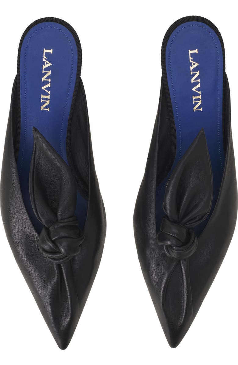 Lanvin Midnight Step Bow Leather Mule With Heel, Alternate, color, Black