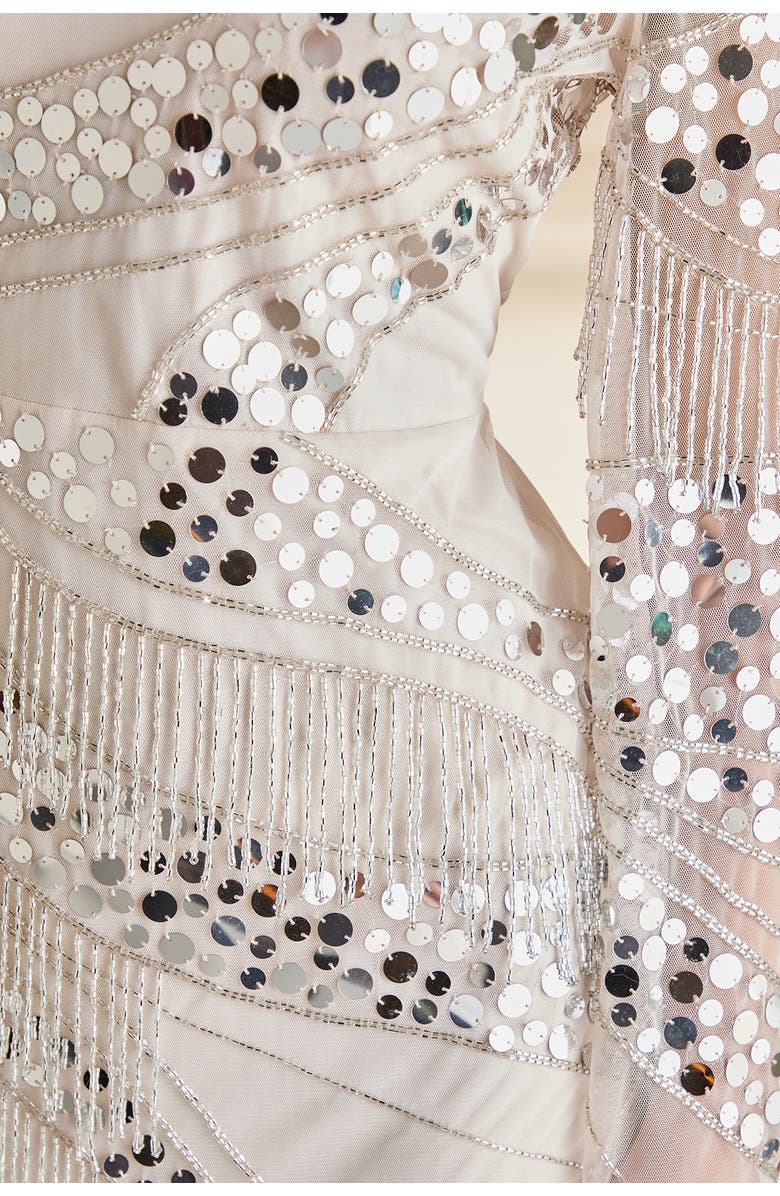 Coast Flare Sleeve Sequin Mini Dress, Alternate, color, Natural