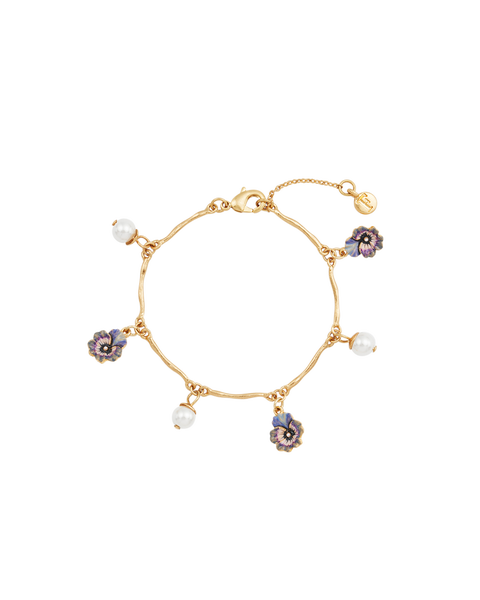 Pansy & Pearl Charm Bracelet