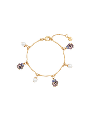 Fable England Pansy & Pearl Charm Bracelet