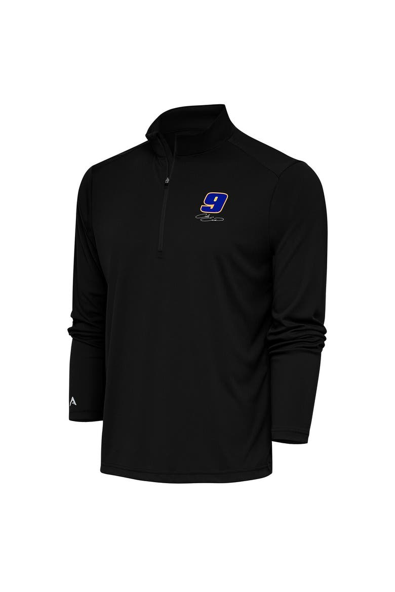 Men's Antigua Black Chase Elliott Tribute Quarter-Zip Pullover Top, Main, color, Black