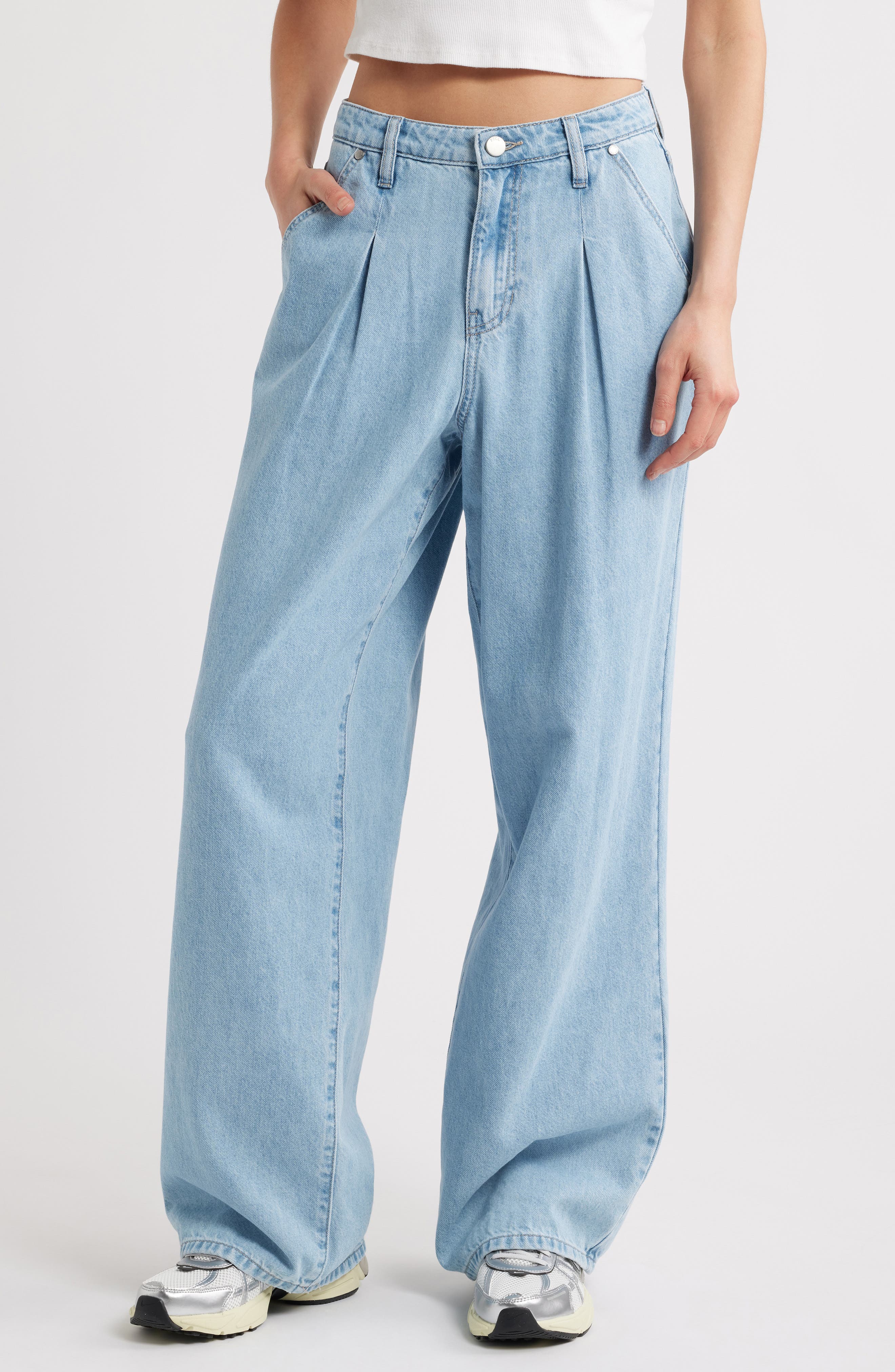 PTCL Pleated Wide Leg Jeans