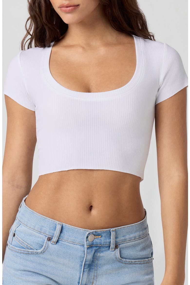 Softie Rib Short Sleeve Crop Top, Main, color, BRIGHT WHITE