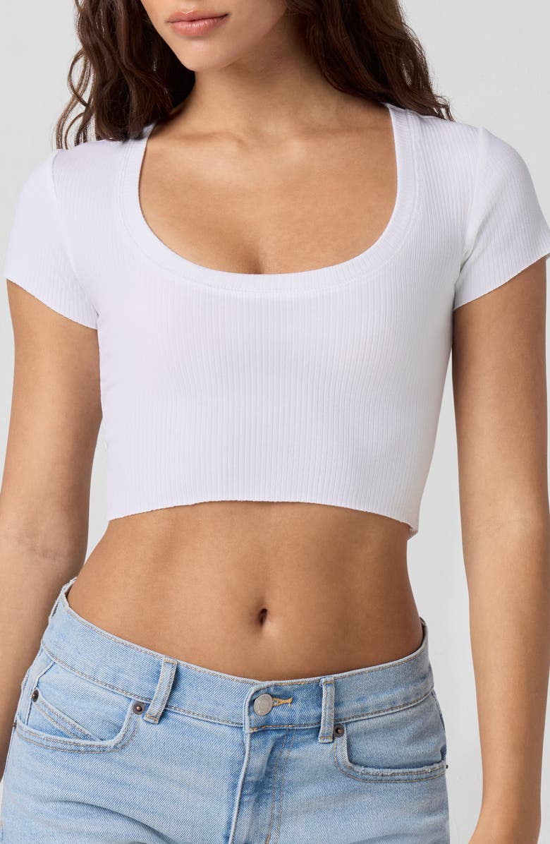 Florence by Mills Softie Rib Short Sleeve Crop Top, Main, color, Bright White